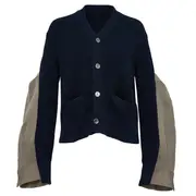 [sacai] Double-Faced Silk Cotton X Knit Cardigan
