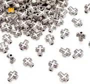 100 Pcs Cross Beads Tiny Cross Charms Loose Spacer Beads for Jewelry Making...
