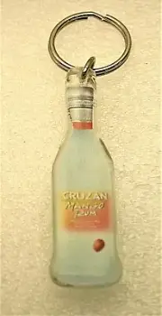 Cruzan Coconut Mango Rum Plastic Bottle Lucite Ad Promo Key Chain New NOS