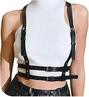 [yuruyi] Punk Chest Chain for Women, Faux Leather Body Harness Gothic Adjustable Chest Chain, Belt Belly Bra Body Chain for Her