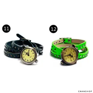 【ENANSHOP 惡南宅急店】三圈纏繞皮革手錶 復古鉚釘 韓國流行 手錶 男錶女錶-0377F