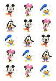 15 Mickey Mouse & Friends Edible Icing Sheet Cupcake Toppers Decoration PRE-CUT
