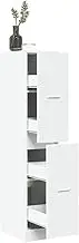 Apothecary Cabinet White 30x41x144.5 cm – Engineered Wood Storage Organizer with 4 Drawers, Durable Office or Home Shelving Unit, Wall-Attachable Closet Cabinet