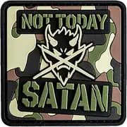 [Saspatch] Not Today Satan PVC Morale Patch – Tactical Camo Design with Hook & Loop Backing – Funny Military Patch for Backpacks, Hats, Gear