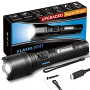 Super Bright Flashlight, LED High Lumens Flashlights, Emergency Strobe USB C ...