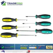 Screwdriver Set 6pc PRO Industrial Quality Tang-Thru Chrv-Van Blades Strike Cap
