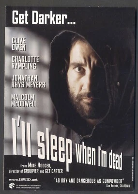 MOVIE POSTER Postcard: I'LL SLEEP WHEN I'M DEAD (Clive Owen, Charlotte Rampling)