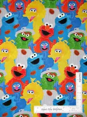 Character Fabric Grover Cookie Big Bird Cotton by SPX Fabrics By The Yard