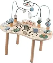 Ｓｉｍｈｏａ Activity Table with Bead Maze Wooden Sensory Play Table Activity Center for Boys Girls