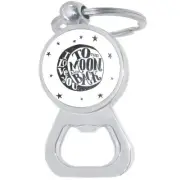 Moon and Back Bottle Opener Keychain - Metal Beer Bar Tool Key Ring