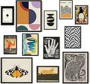 [97 Decor] Vintage Eclectic Wall Art Collage - Maximalist Modern Art Prints, Aesthetic Home Decor, Cool Funky Retro Bauhaus Posters Set for Dorm Bedroom (Unframed)