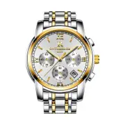Veile Studios Stainless Steel Quartz Wrist Watch Men's Waterproof Analog Date Silver Gold Watches