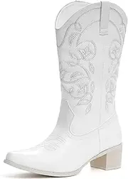 [IXU] Cowboy Boots For Women Wide Calf Pointy Toe Cowgirl Boots Mid Calf Western Boots