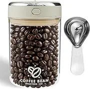 Fxvhojq Airtight Coffee Canister Glass Coffee Bean Container Multifunctional Spice Canister with Lid and Scoop for Home Kitchen Office(white,1100ML)