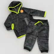 Jumping Beans 12 mos Fleece 2 pc Hoodie Set Jogger Pants Gray Baby Boy NEW