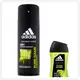 Adidas男用體香噴霧-極限挑戰(150ml)*3+沐浴露(250ml)*3