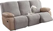 YUEANG 100% Waterproof Recliner Sofa Slipcovers, 3 Pieces Stretch Reclining Couch Covers for 3 Cushion Couch Sofa Pet Friendly Washable Furniture Covers for Dogs, Pets, Kids (Light Gray, 3 Seater)