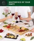 Large Bamboo Cheese Board and Knife Charcuterie Tray Wood Cutting Board Set Gift