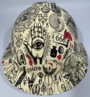 New Full Brim Hard Hat Custom Hydro Dipped FREE MASON ILLUMINATI