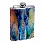 Elephant Art D28 Flask 8oz Stainless Steel Hip Drinking Whiskey