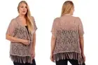 Women's Plus Size Cover-up Bohemian Soft Knit Lace Fringed Hem Kimono Cardigan