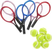 Parliky 6 Set Miniature Tennis Racket Keychain Set Cute Keychains with Tennis Ball for Dollhouse Cake Toppers Sports Lovers for Accessories