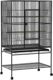 i.Pet Large Bird Cage with Stand, 137cm Wrought Iron Aviary with Wheels, Food