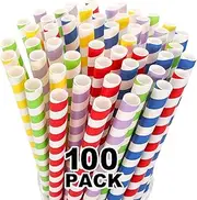 100 Pack Biodegradable Wide Paper Smoothie & Boba Straws - 10 mm Extra Wide Jumbo Paper Straws for Smoothies, Bubble/Boba Tea, Milkshakes, Jumbo Drinks - Great Party Supplies Decorations