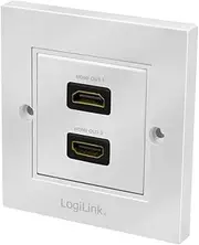 LogiLink AH0018 - HDMI Wall Socket with 2X HDMI High Speed with Ethernet Coupling (External Socket/Inner Socket) in White