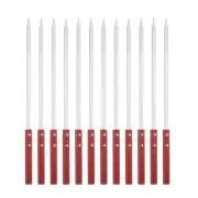 12pcs Kebob Skewers 40cmx10mmx2mm Stainless Steel Flat Sticks with Wood Handle