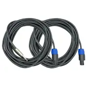 (2 Pack) 32 ft. foot 1/4 to Speakon Pro Audio PA DJ Amplifier Speaker Cable
