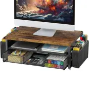 Monitor Stand Riser, Desk Organizer with Drawer and Pen Holder, 2-Tier Comput...
