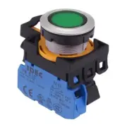IDEC CW Series Green 24V illuminated Maintained Flush Push Button Switch 1NO