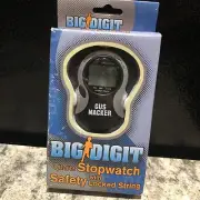 BIG DIGIT BLACK QUARTZ STOPWATCH WITH SAFETY LOCKED STRING GUS MACKER