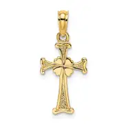 14K Yellow Gold 4-Leaf Clover Cross Charm