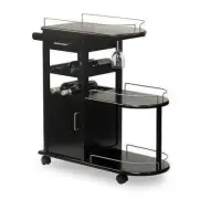 Espresso Wooden Beverage Serving Cart Drink Storage Rolling Bar Table Wine Party
