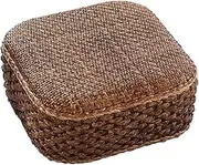 30x30 Rattan Short Stool Hand-Woven Piers Household Living Room Sofa Coffee Table Stool Load-Bearing Strong and Durable(Deep Colour,Square)