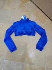 Adidas Originals x Jeremy Scott Blue Velour Track Jacket Women Medium M Crop Top