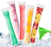 100 PCS Pop Mold Bags Popsicle Pouches BPA Free Ice Pop Pouch With A Funnel for Yogurt, Ice Candy, Ice Cream Party Favors