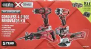 4 Piece OZITO Cordless Combo Tool Kit Drill, Impact Driver, Grinder, Recip. Saw