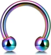 [Generic] Rainbow Titanium Horseshoe Septum Ring, 16G Hypoallergenic Septum Piercing Jewellery for Men Women, Available in 6mm, 8mm, 10mm