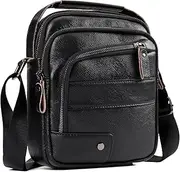 [LAREET] Small Messenger Bag for Men, Vintage Crossbody Bag Sling Shoulder Purse Genuine Leather Satchel Pouch Man Handbag