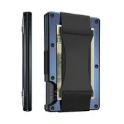 Nevenka Slim Wallet for Men Aluminum RFID Blocking Front Pocket with Money Belt-Royal Blue