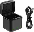 TELESIN 3-Slot USB Battery Charger/Battery Storage Box for GoPro HERO9/10/11 Bla