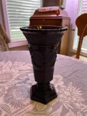VINTAGE AVON 1876 Cape Cod Collection Ruby Red Glass Footed Vase 8" new in box!
