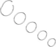 [NewkeepsR] 5pcs-20G/18G/16G Steel Nose Ring Hoops, Hinged Clicker Segment Sleeper Earrings Piercing
