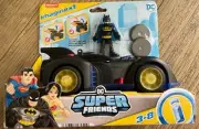 DC SUPER FRIENDS IMAGINEXT SHAKE AND SPIN BATMAN BATMOBILE VEHICLE SET CAR WHEEL