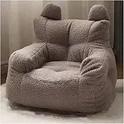 Lazy Sofa Colorful Lambswool Read Couch with Side Pocket Giant Bean Bag Chair Lounge Chair Soft Cozy Bed Floor Chair for Adult for Living Room Bedroom (Gray,Small,Lambswool)