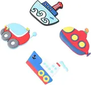 CONGARTENO 4pcs Cartoon Vehicle Magnetic Stickers Set Adorable Fridge Magnets Submarine Ship Planet Car Cruise for Home Office Decoration Safe and Material