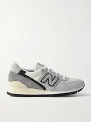 [New Balance] New Balance - U996 Mesh And Leather-trimmed Suede Sneakers - Gray - US8.5 US 8.5 Gray